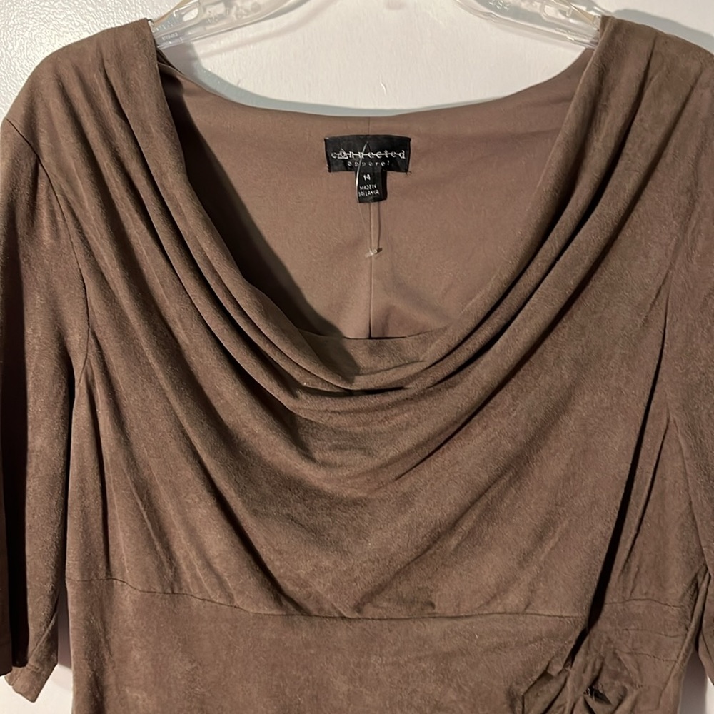 New never worn! Stretchy tan faux suede dress by Connected size 14